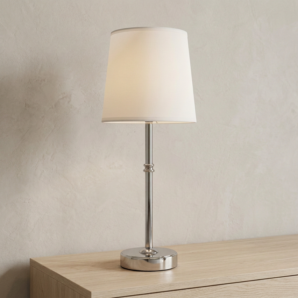 Glossy silver table lamp without wire