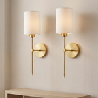 Gold cylindrical-shade lamps with shorter tails