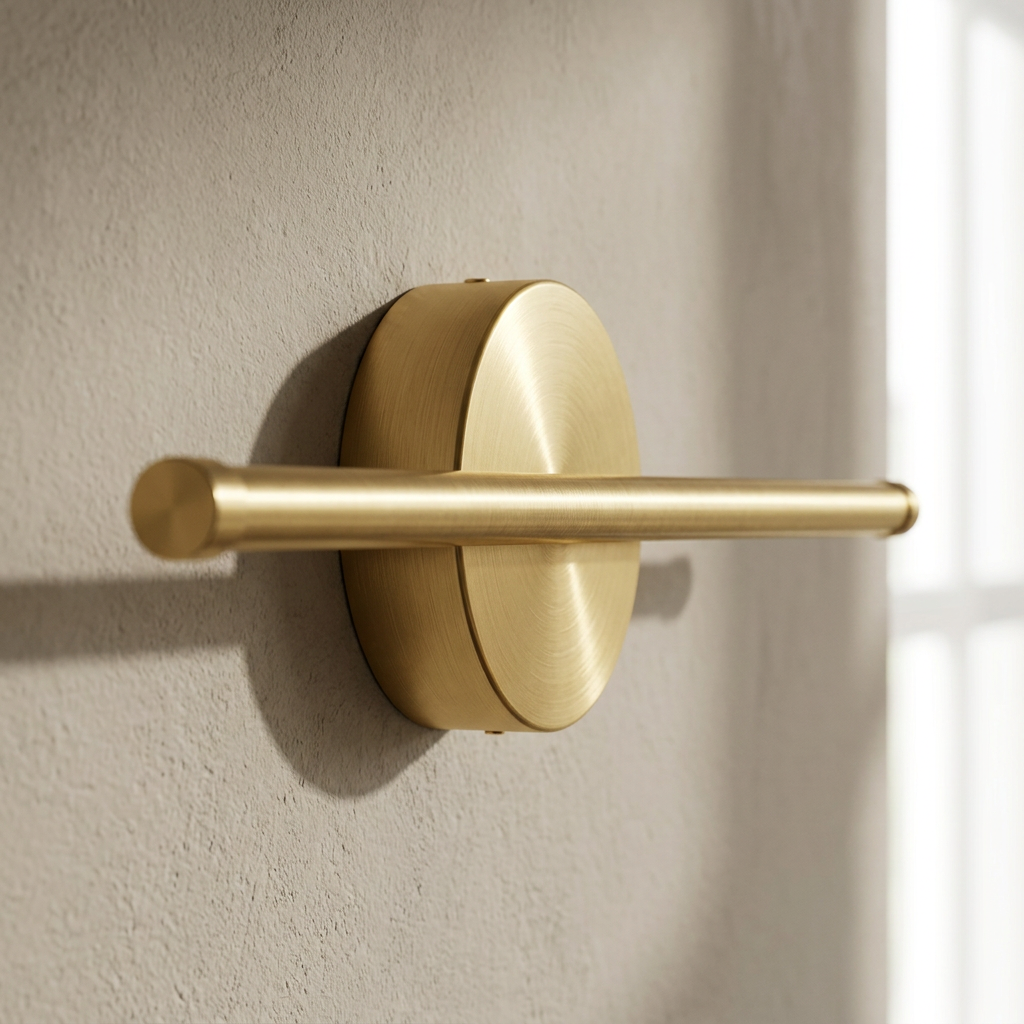Gold wall lamp mounting detail