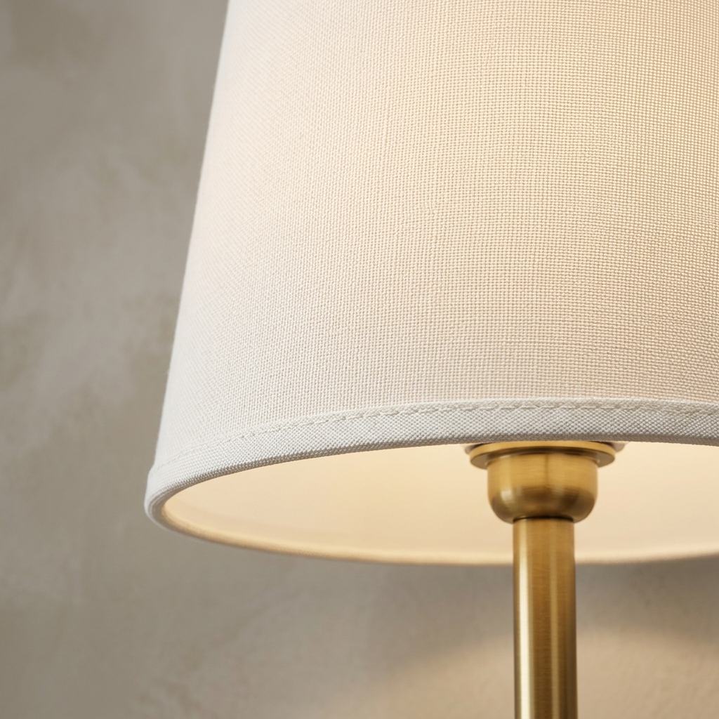 Ivory fabric shade close-up
