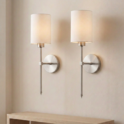 Silver cylindrical-shade lamps in a lifestyle setting